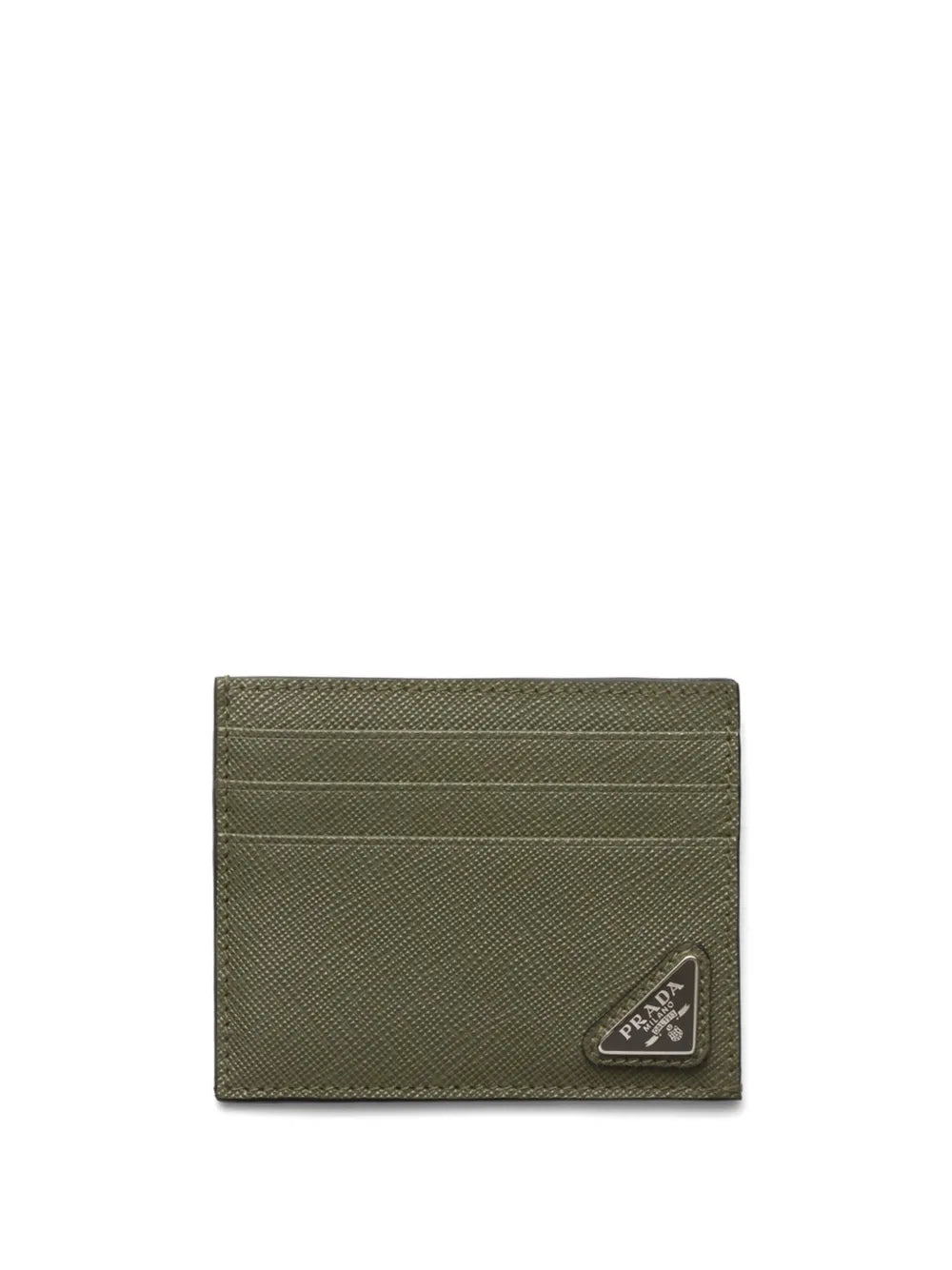 Prada Logo Leather Cardholder Olive
