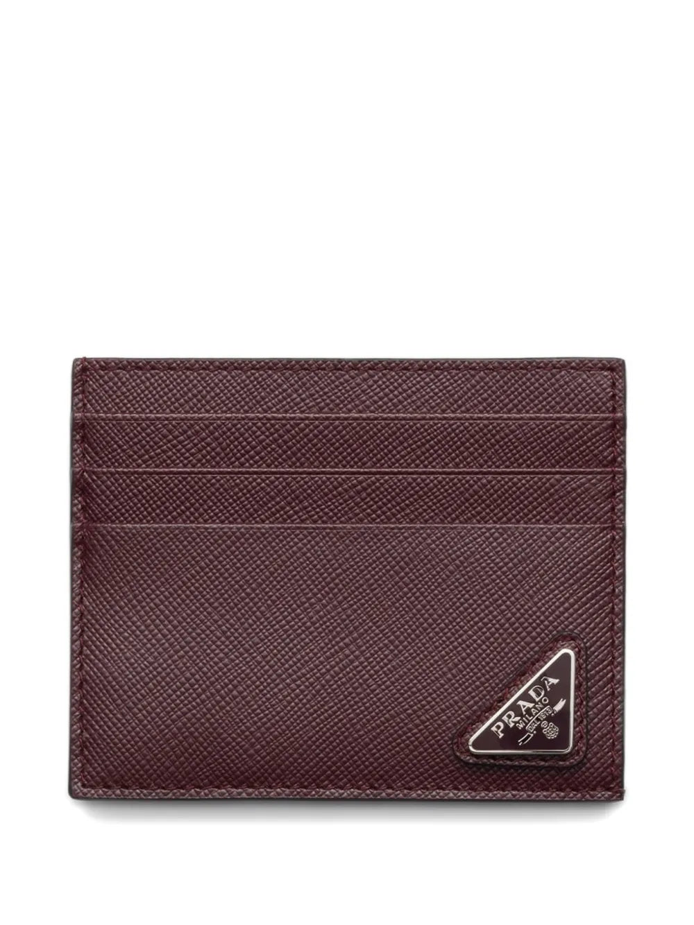 Prada Logo Leather Cardholder Red