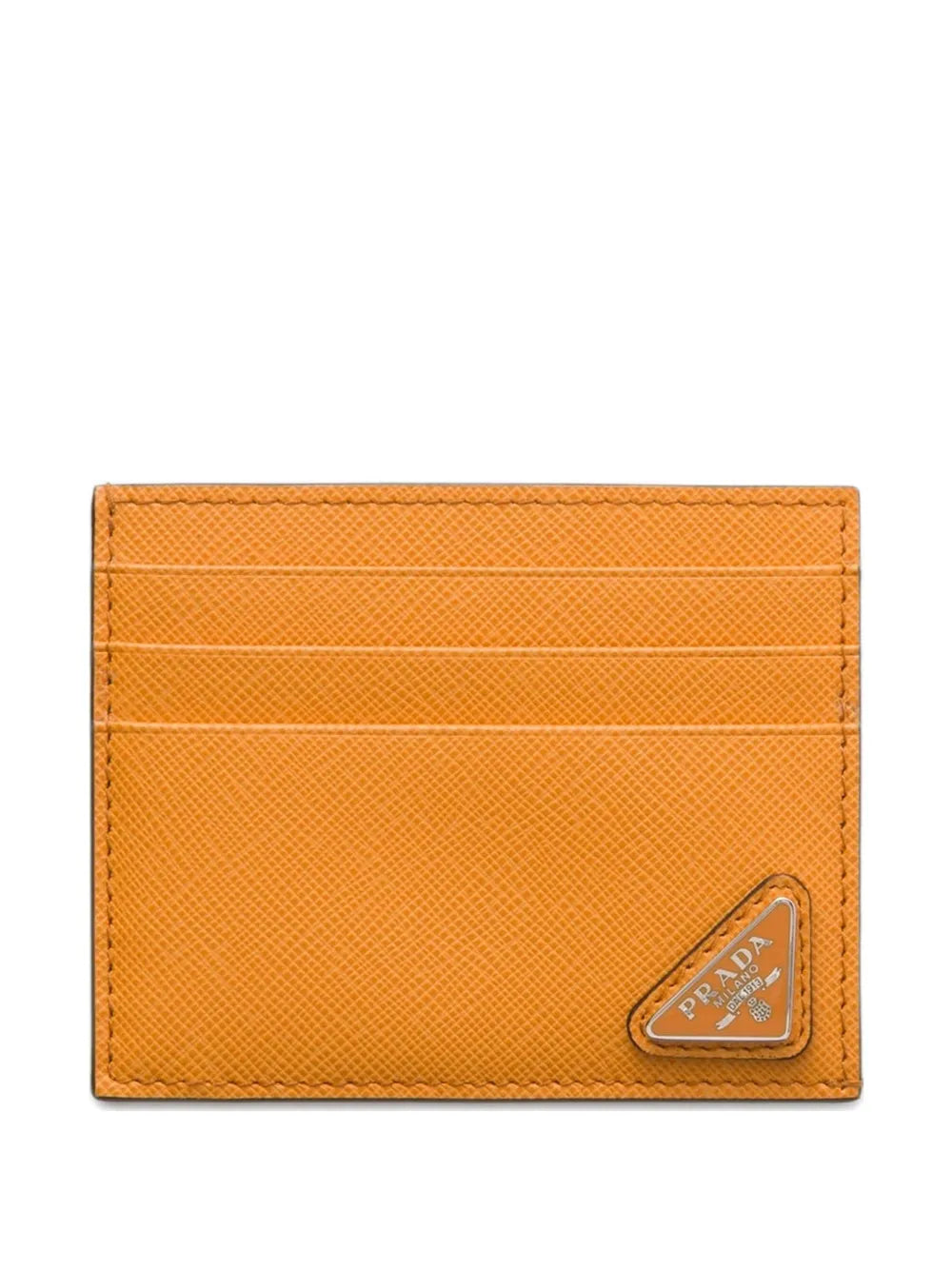 Prada Logo Leather Cardholder Orange