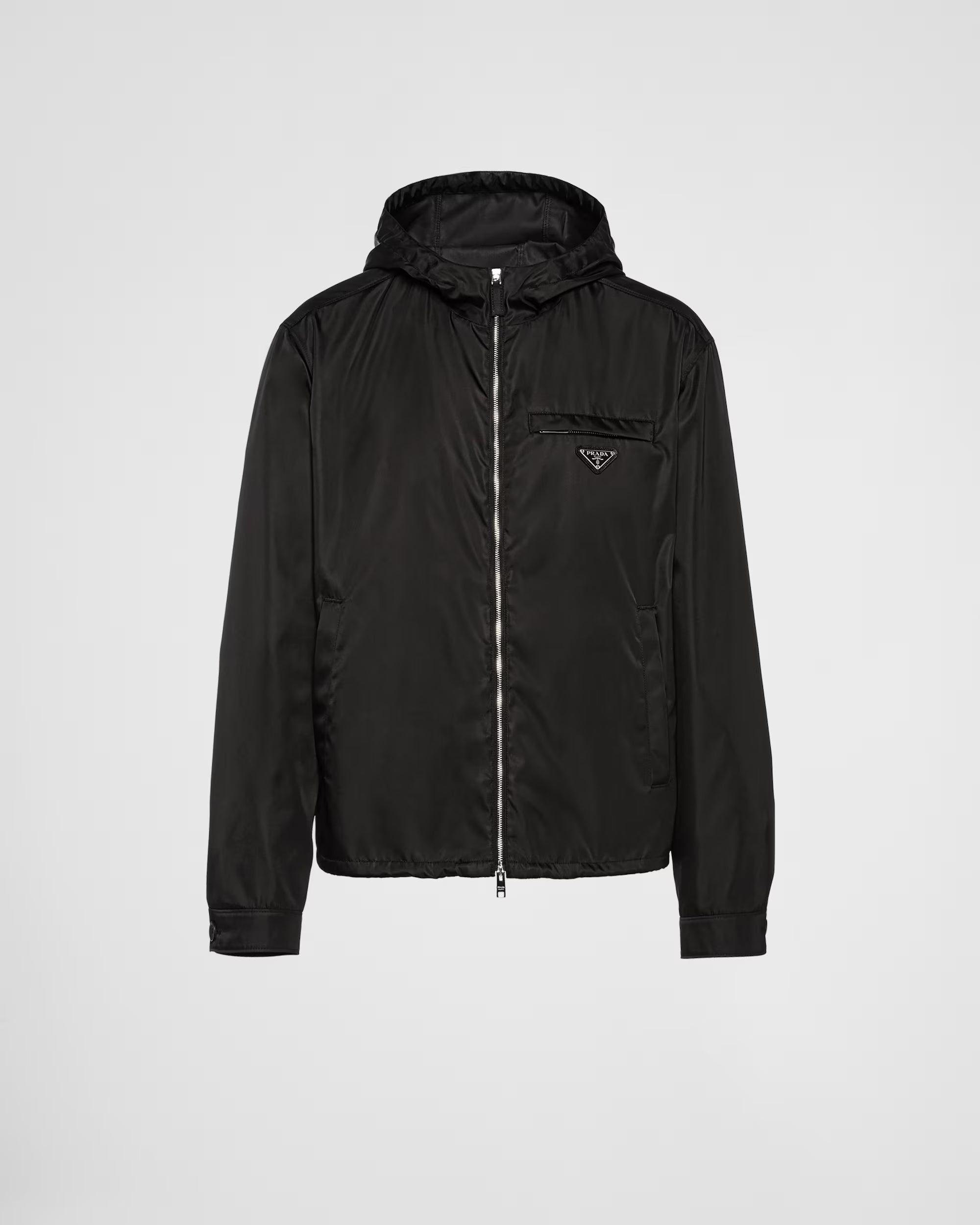 Prada Re-Nylon Hooded Blouson Jacket Black